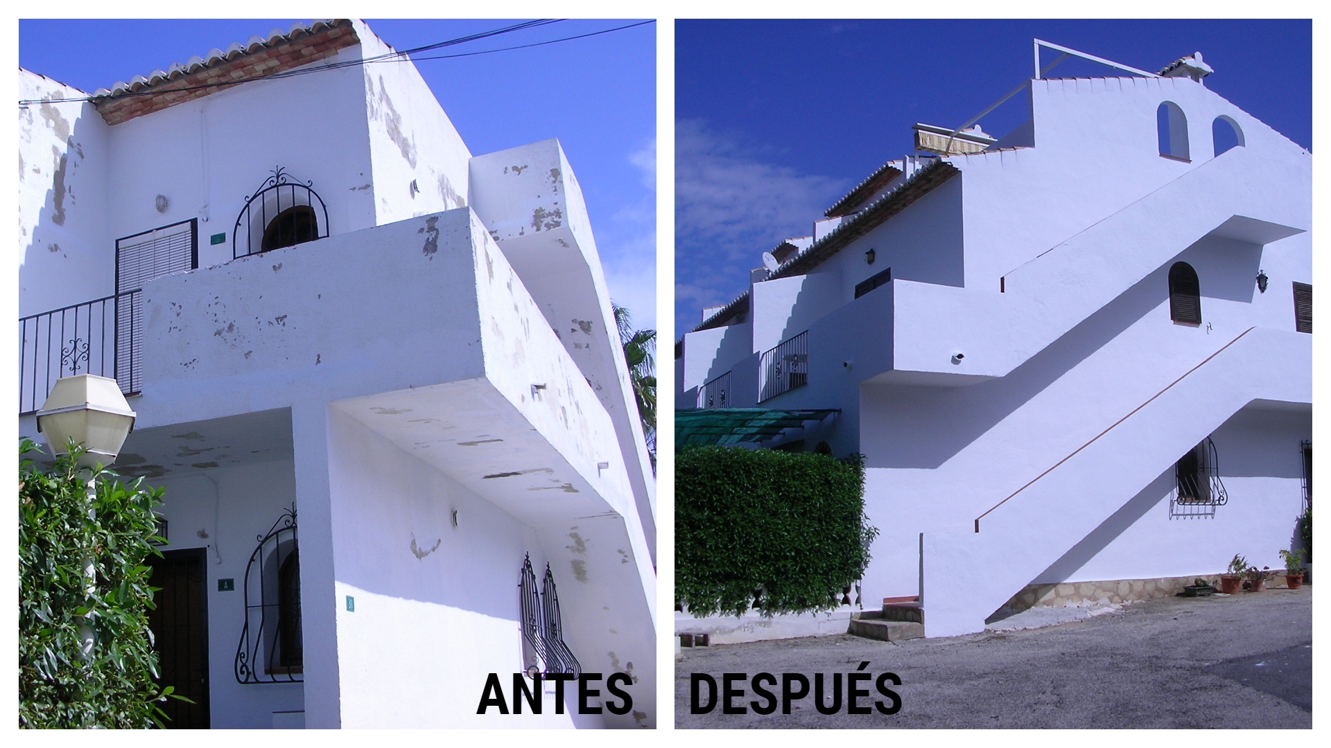 Bloque de apartamentos, antes y después de ser rehabilitados